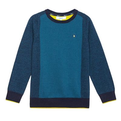 Baker by Ted Baker Boys' dark turquoise front panel jumper with Merino wool